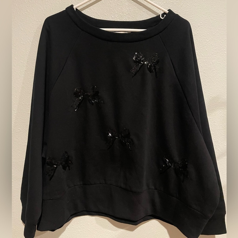 LOFT Black Bow-Accent Sweatshirt